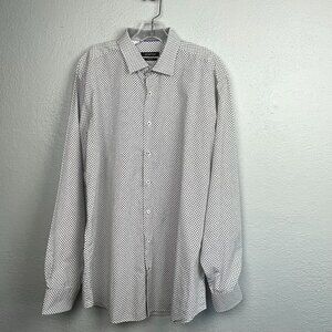 Bugatchi Men's Black/White Printed Long Sleeve Classic Fit Button Up Shirt